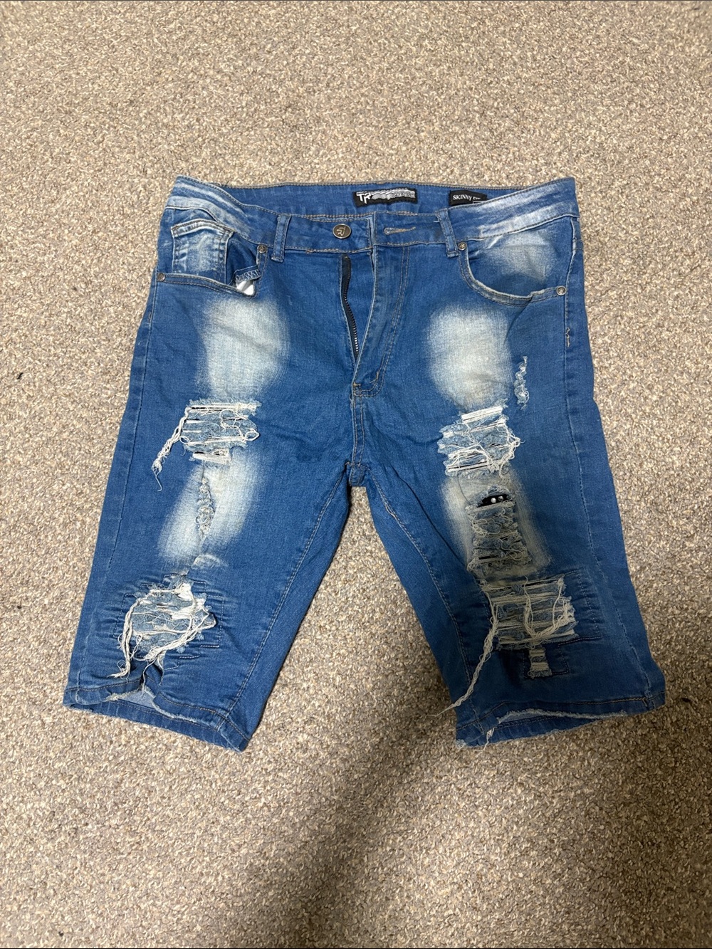 Men's Blue Distressed Denim Jean Shorts